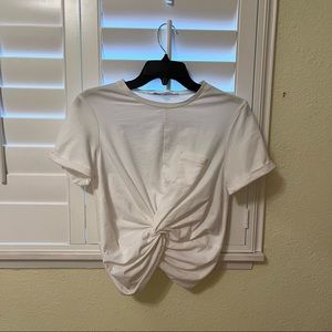 Walter Baker Women’s White Knotted Front Short Sleeve Tee Shirt Size M
